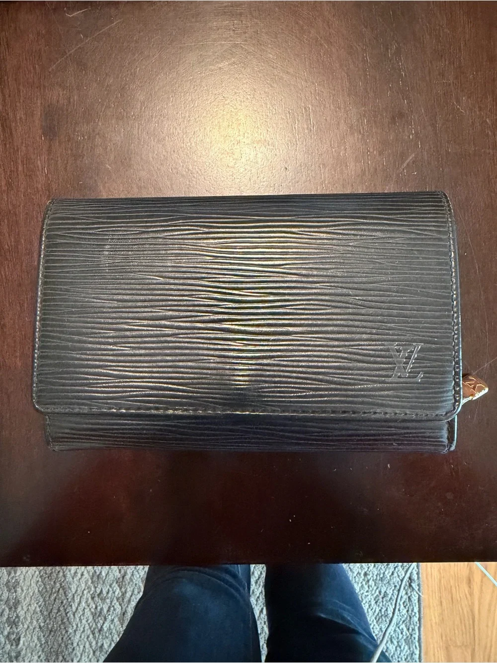 Authentic Louis Vuitton Black Epi Leather Clutch Wallet